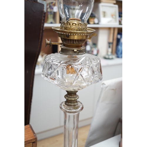 1408 - A Victorian glass oil lamp, total height excl chimney 51cm