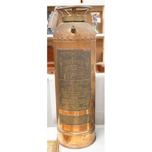 1409 - A Spanish copper fire extinguisher, 60cm