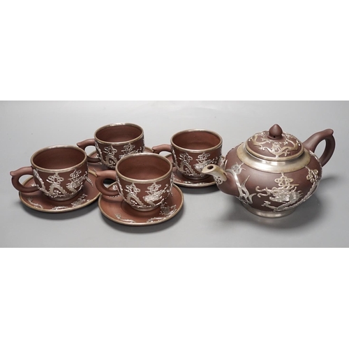 1413 - A Chinese mounted Yixing tea set