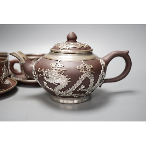 1413 - A Chinese mounted Yixing tea set