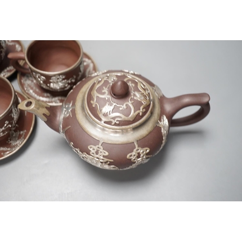 1413 - A Chinese mounted Yixing tea set