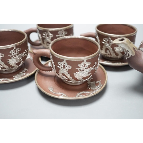 1413 - A Chinese mounted Yixing tea set