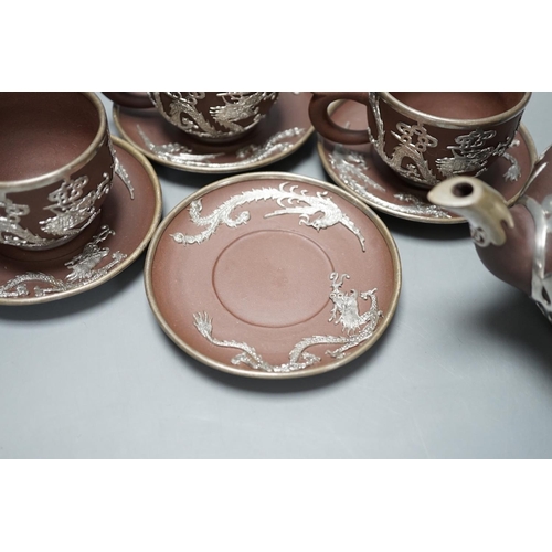 1413 - A Chinese mounted Yixing tea set