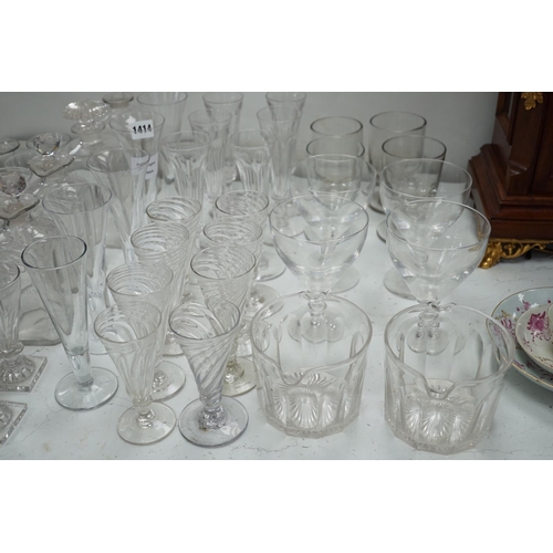 1414 - A collection of Georgian and later ale flutes  drinking glasses