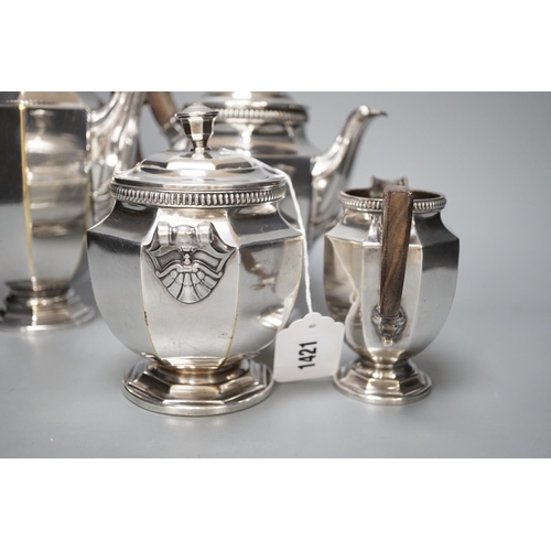 1421 - Christofle silver plated 4 piece tea/coffee set