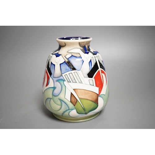 1431 - A Moorcroft 'homeward bound' vase by Emman Bossons, limited edition 61/100, 2012,14.5 cms high.... 