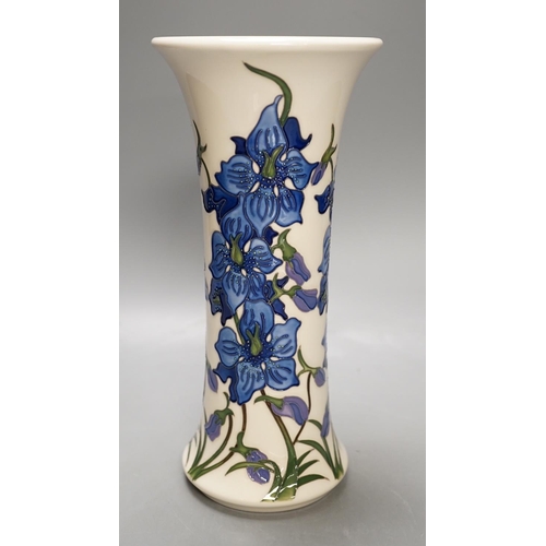 1437 - A Moorcroft 'delphinium' vase by Kerry Goodwin, limited edition 159/10, 2015, boxed,25.5 cms high.... 