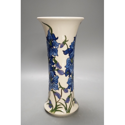 1437 - A Moorcroft 'delphinium' vase by Kerry Goodwin, limited edition 159/10, 2015, boxed,25.5 cms high.... 