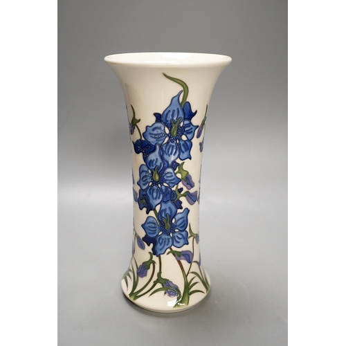 1437 - A Moorcroft 'delphinium' vase by Kerry Goodwin, limited edition 159/10, 2015, boxed,25.5 cms high.... 