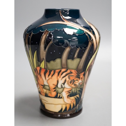 1440 - A Moorcroft 'tyger tyger' vase, MCC Three Star Exclusive, by Vicky Lovatt, 2008, boxed,15.5 cms high... 