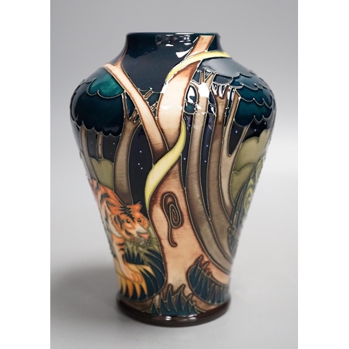 1440 - A Moorcroft 'tyger tyger' vase, MCC Three Star Exclusive, by Vicky Lovatt, 2008, boxed,15.5 cms high... 