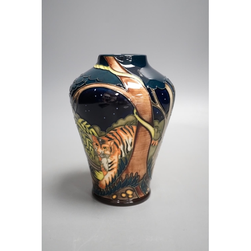 1440 - A Moorcroft 'tyger tyger' vase, MCC Three Star Exclusive, by Vicky Lovatt, 2008, boxed,15.5 cms high... 