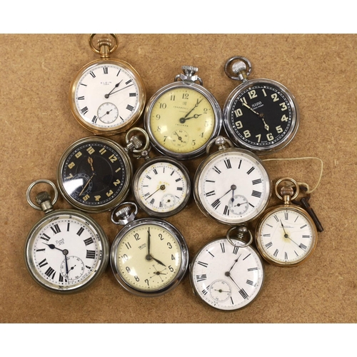 1963 - A late Victorian silver pocket watch, two other silver pocket watches and seven other pocket watches... 