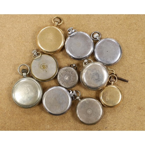 1963 - A late Victorian silver pocket watch, two other silver pocket watches and seven other pocket watches... 