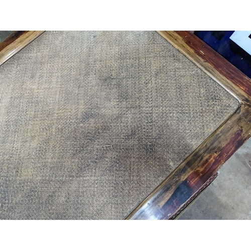 1074 - A Chinese caned elm rectangular coffee table, width 149cm depth 99cm height 46cm