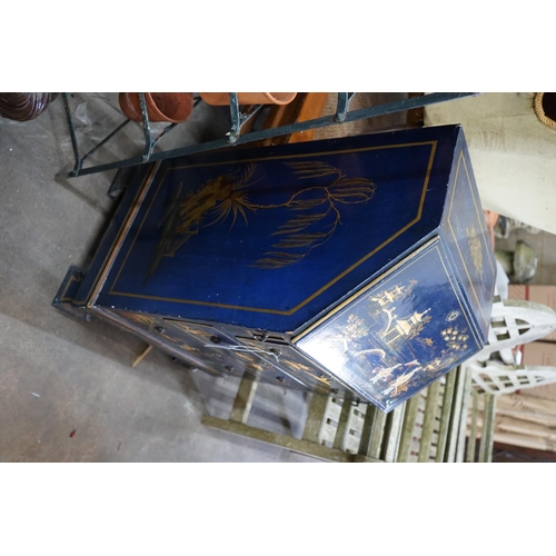 1078 - A small 1920's chinoiserie lacquer bureau, width 56cm depth 43cm height 92cm