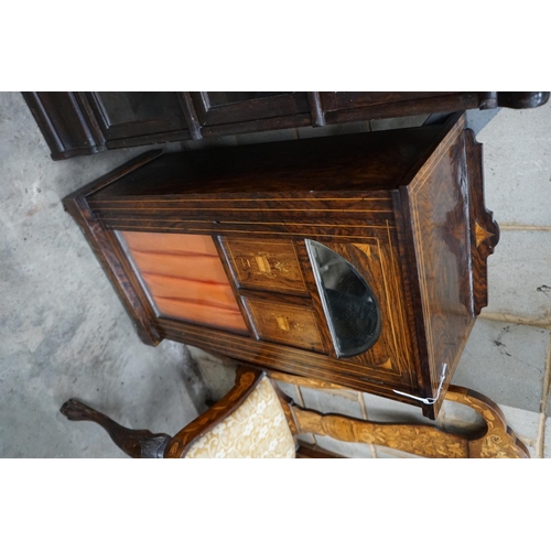 1099 - A late Victorian inlaid rosewood music cabinet, width 33cm depth 35m height 102cm