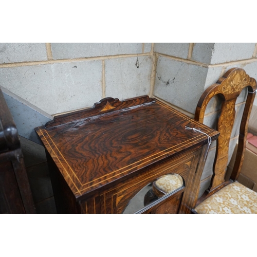 1099 - A late Victorian inlaid rosewood music cabinet, width 33cm depth 35m height 102cm