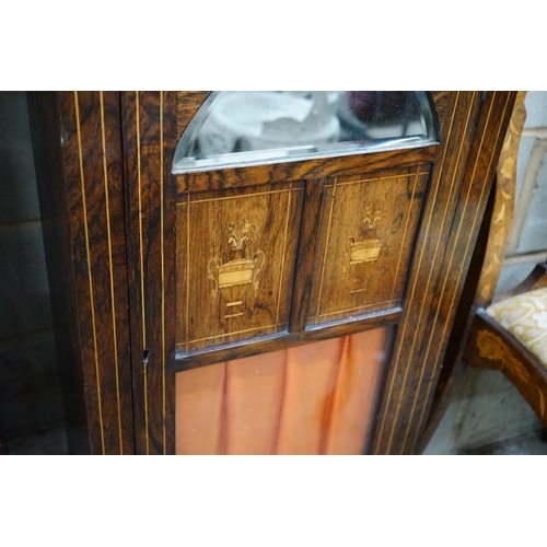 1099 - A late Victorian inlaid rosewood music cabinet, width 33cm depth 35m height 102cm