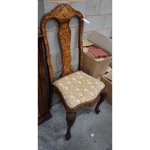 1100 - An early 18th century Dutch walnut and floral marquetry dining chair