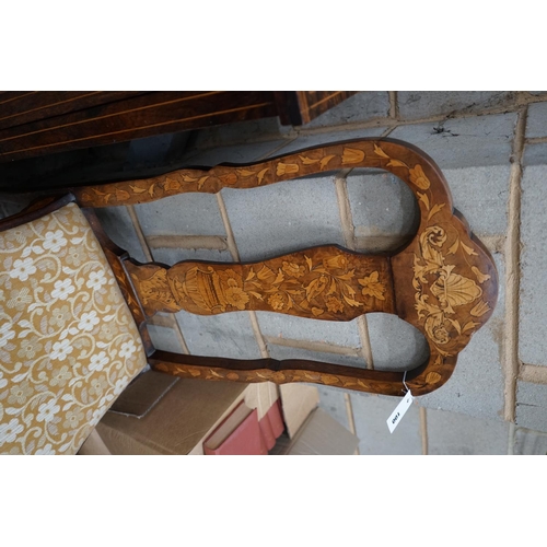 1100 - An early 18th century Dutch walnut and floral marquetry dining chair