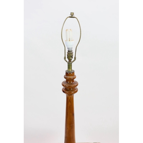 1107 - A pine and walnut standard lamp, with square mid tier, height 118cm