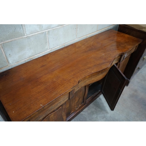 1108 - A Victorian mahogany serpentine sideboard, width 182cm depth 54cm height 93cm