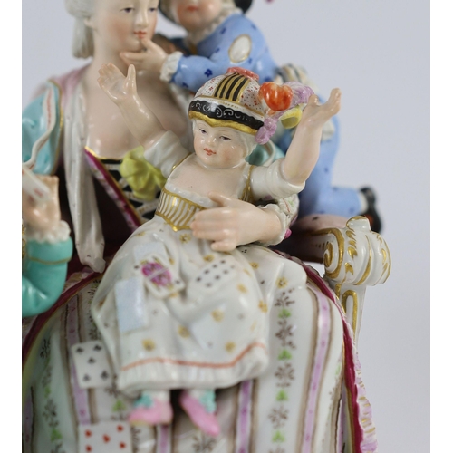 102 - A Meissen group of the good mother, 19th century, after a model by Michel Victor Acier, blue crossed... 