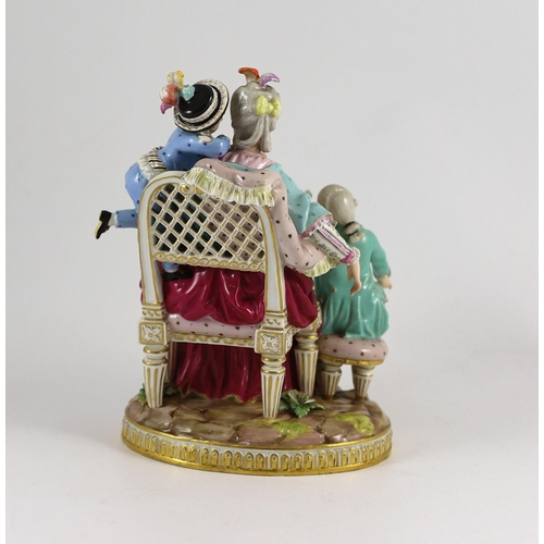 102 - A Meissen group of the good mother, 19th century, after a model by Michel Victor Acier, blue crossed... 