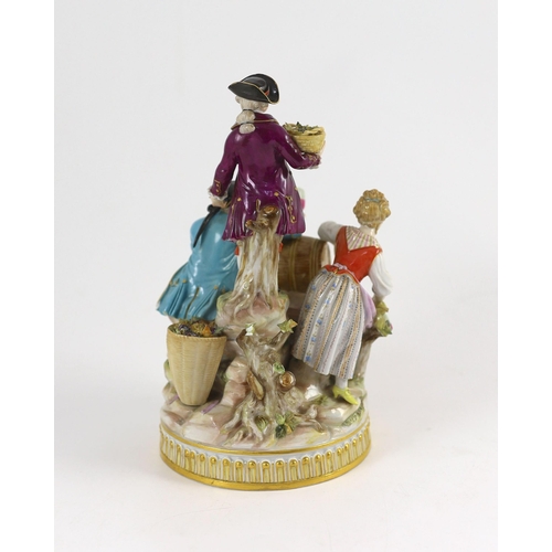 103 - A Meissen group of the three winemakers, 19th century, after a model by Michel Victor Acier, blue cr... 