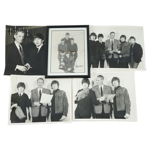 11 - An autographed Beatles photograph and four related photographs of the Beatles with Peter Aldersley A... 