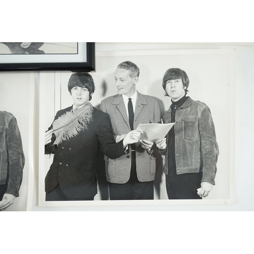 11 - An autographed Beatles photograph and four related photographs of the Beatles with Peter Aldersley A... 