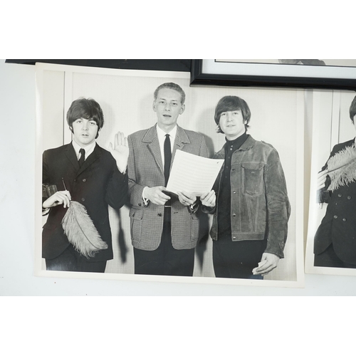 11 - An autographed Beatles photograph and four related photographs of the Beatles with Peter Aldersley A... 