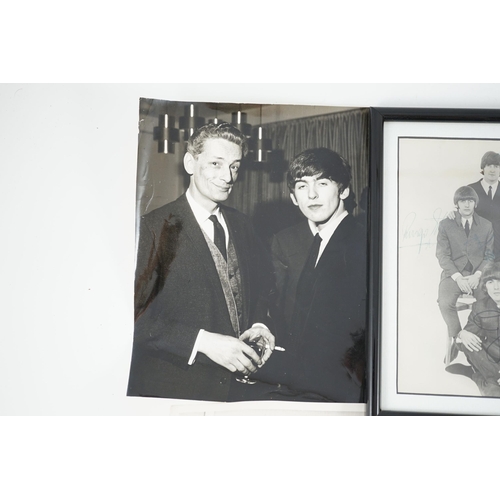 11 - An autographed Beatles photograph and four related photographs of the Beatles with Peter Aldersley A... 