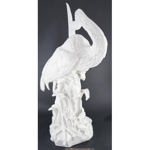 112 - An impressive Meissen white glazed porcelain life size model of a heron, 20th century, after J. J. K... 