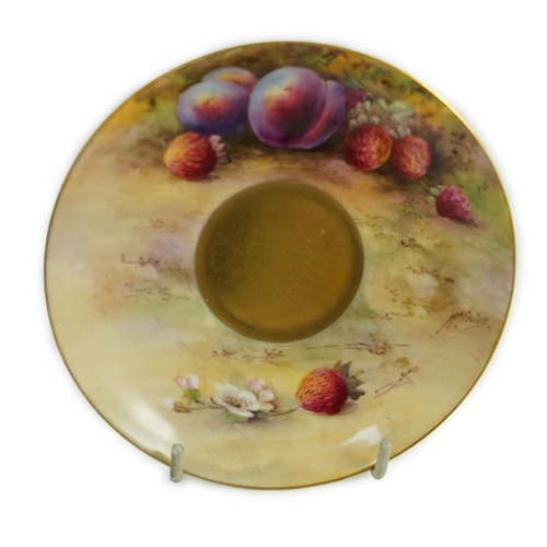 121 - A Royal Worcester fruit painted tea cup and saucer, date code for 1925/6, the interior of the cup pa... 