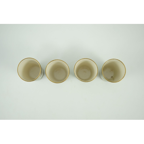 130 - A set of four Japanese porcelain small cups, by Kinkozan, Meiji period, finely painted in Satsuma st... 