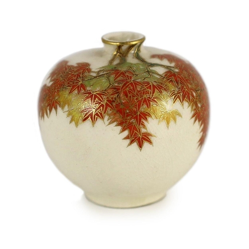 132 - A Japanese Satsuma pottery miniature globular vase, by Yabu Meizan, Meiji period, finely painted wit... 