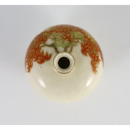 132 - A Japanese Satsuma pottery miniature globular vase, by Yabu Meizan, Meiji period, finely painted wit... 