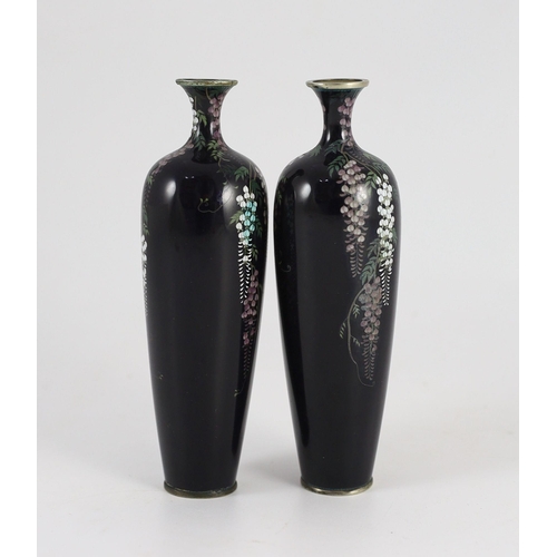 136 - A pair of fine Japanese cloisonné enamel vases, by Inaba Nanaho Studio, Kyoto, Meiji Period, each wo... 