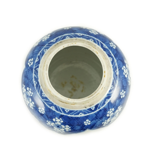 144 - A Chinese blue and white Hundred Antiques ovoid jar, Kangxi period, painted with antiques and ausp... 