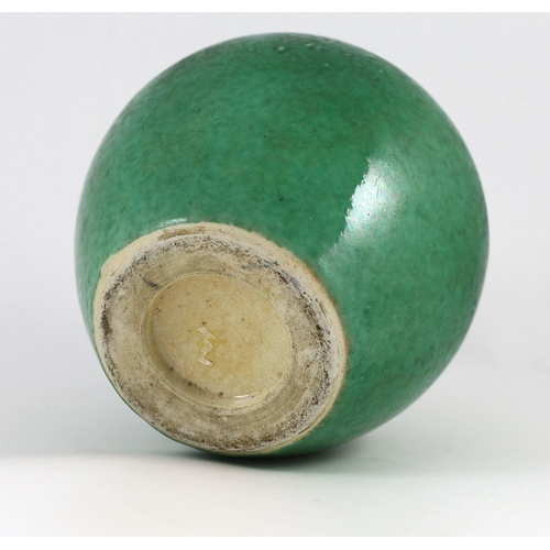 151 - A Chinese green glazed ovoid jar, 18th/19th century on a ring shaped unglazed foot, 21.5cm high... 