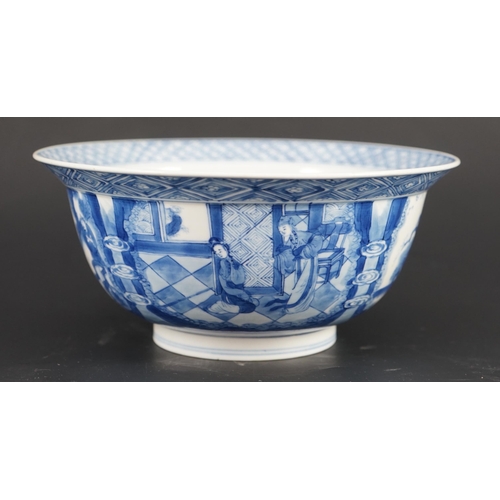 162 - A fine Chinese blue and white Xi Xiang Ji bowl, Kangxi six character mark and of the period (1662-... 