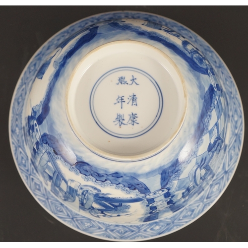 162 - A fine Chinese blue and white Xi Xiang Ji bowl, Kangxi six character mark and of the period (1662-... 