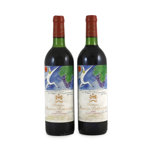 17 - Two bottles of Chateau Mouton Rothschild 1982, height 30cm