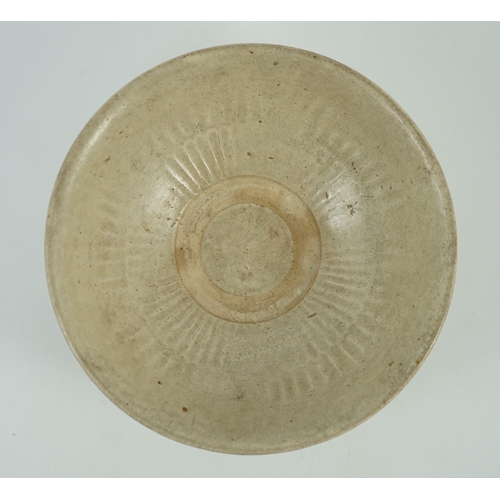 190 - A Chinese Ding ware bowl, Song dynasty, the interior moulded with chrysanthemum petals 16.5 cm diame... 