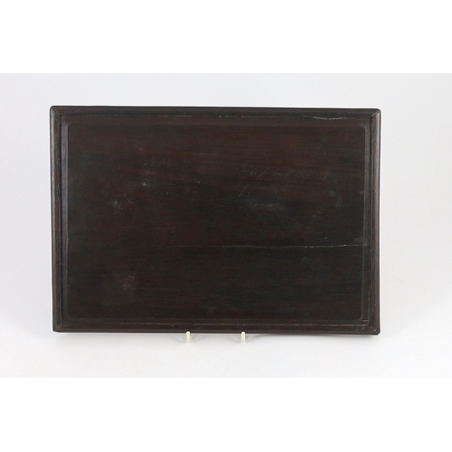 212 - A Chinese hardwood tray, possibly zitan, 19th century 35 cm x 24 cm