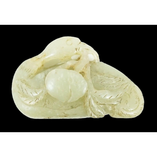 221 - A Chinese pale celadon jade carving of a duck, possibly Jin-Yuan dynasty its head turned backward an... 