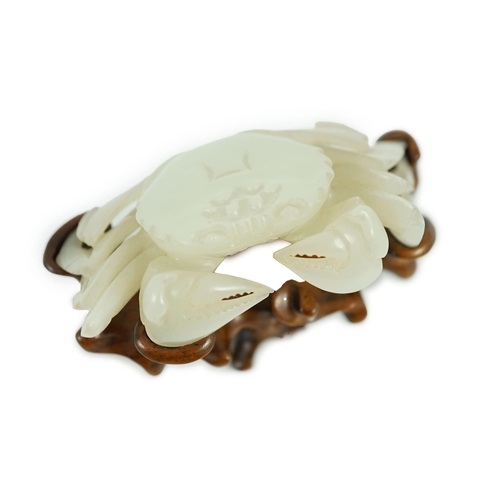 236 - A Chinese pale celadon jade model of a crab, 20th century, Provenance- the vendors father acquired ... 