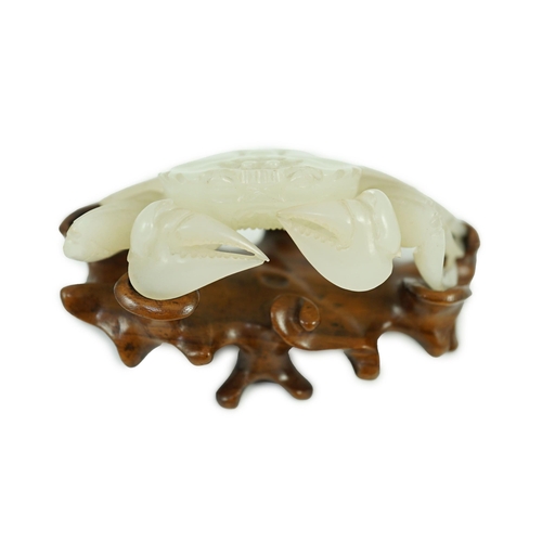 236 - A Chinese pale celadon jade model of a crab, 20th century, Provenance- the vendors father acquired ... 